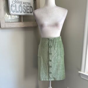 Lularoe Addie Corduroy Sage Seafoam Green Faux Button Front Skirt NWT